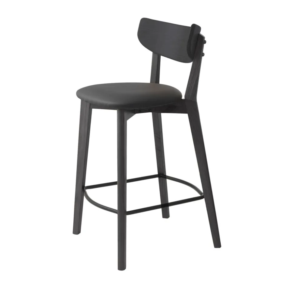 AUDE Lot de 2 chaises de bar en bois et simili H67cm
