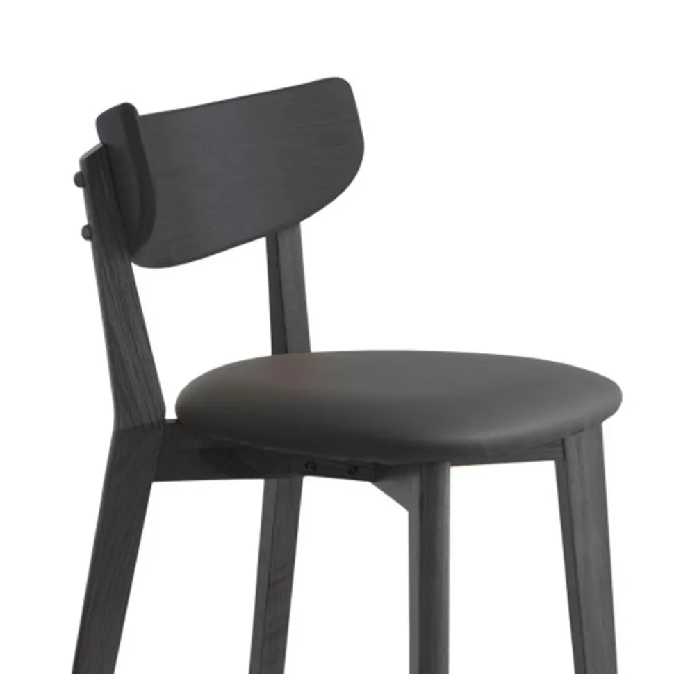 AUDE Lot de 2 chaises de bar en bois et simili H67cm