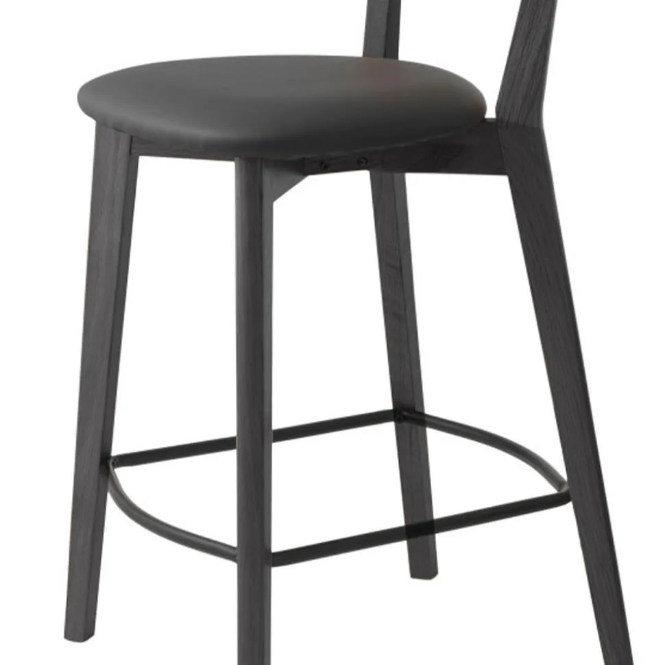 AUDE Lot de 2 chaises de bar en bois et simili H67cm