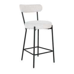 BADALONA Tabouret de bar en tissu bouclette et métal H65cm