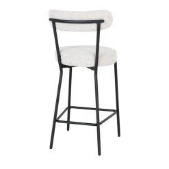 BADALONA Tabouret de bar en tissu bouclette et métal H65cm