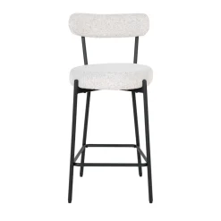 BADALONA Tabouret de bar en tissu bouclette et métal H65cm