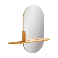 BARCO Miroir ovale avec étagère en bois 94,5x92cm