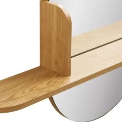 BARCO Miroir ovale avec étagère en bois 94,5x92cm