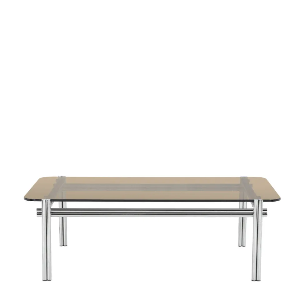 BARLOW Table basse en verre pieds chrome