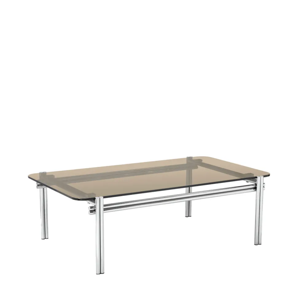 BARLOW Table basse en verre pieds chrome