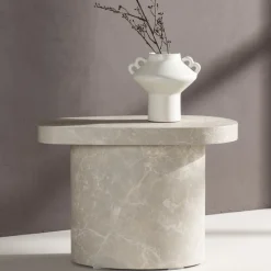 BASTAD Table d'appoint organique en effet marbre 50x30cm