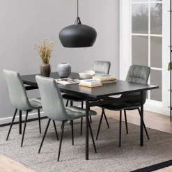 BATARA Table à manger 8 personnes en bois et métal