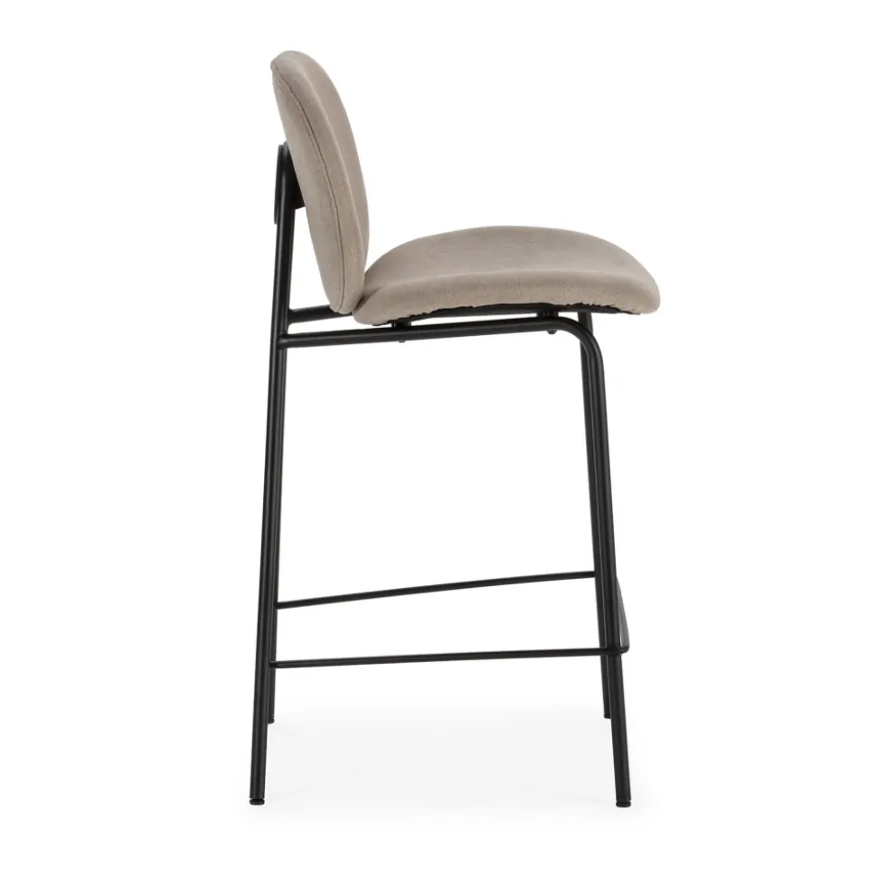 BEGA Lot de 2 chaises de bar en tissu et métal H65cm