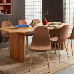 BELLA Lot de 2 chaises en tissu piètement effet bois