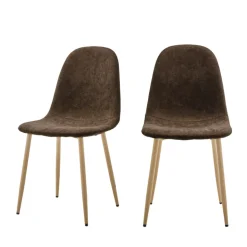 BELLA Lot de 2 chaises en tissu piètement effet bois