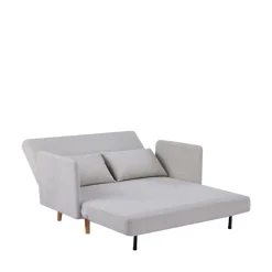 BELUSHI Canapé convertible 2 places en tissu pieds bois clair