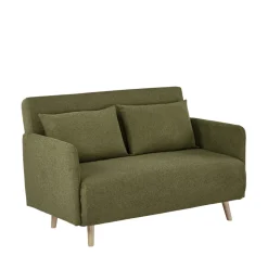 BELUSHI Canapé convertible 2 places en tissu pieds bois clair