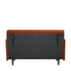 BELUSHI Canapé convertible 2 places en velours pieds bois foncé