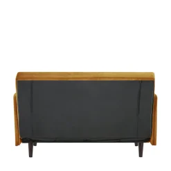 BELUSHI Canapé convertible 2 places en velours pieds bois foncé