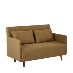 BELUSHI Canapé convertible 2 places en tissu pieds bois foncé