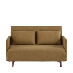 BELUSHI Canapé convertible 2 places en tissu pieds bois foncé