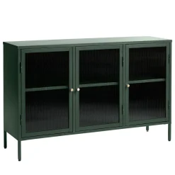 BJORN Buffet 3 portes en verre strié et métal L132cm