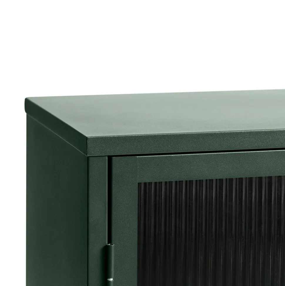BJORN Buffet 3 portes en verre strié et métal L132cm