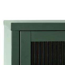 BJORN Buffet 3 portes en verre strié et métal L132cm