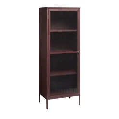 BJORN Colonne de rangement 1 porte en verre strié et métal H160cm