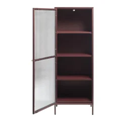 BJORN Colonne de rangement 1 porte en verre strié et métal H160cm
