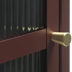 BJORN Colonne de rangement 1 porte en verre strié et métal H160cm