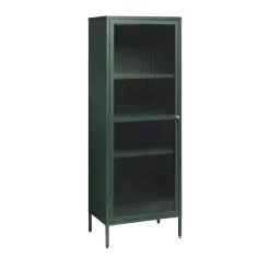 BJORN Colonne de rangement 1 porte en verre strié et métal H160cm