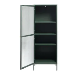 BJORN Colonne de rangement 1 porte en verre strié et métal H160cm