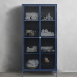 BJORN Vaisselier 2 portes en verre stié et métal H190cm