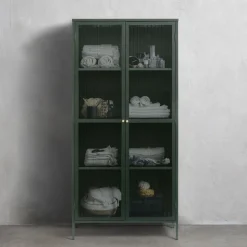 BJORN Vaisselier 2 portes en verre stié et métal H190cm