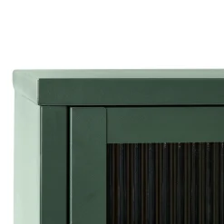 BJORN Vaisselier 2 portes en verre strié et métal H140cm