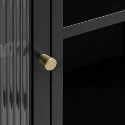 BJORN Vaisselier 2 portes en verre strié et métal H140cm