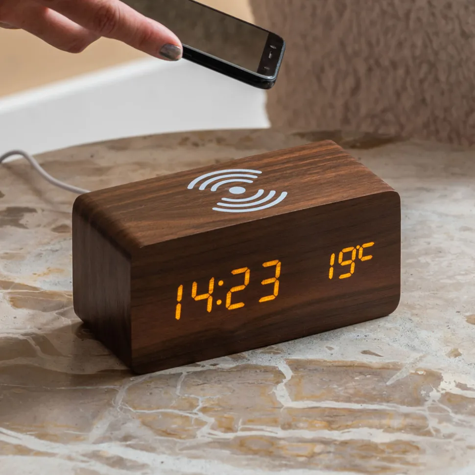 BLOCK Réveil en bois avec chargeur téléphone