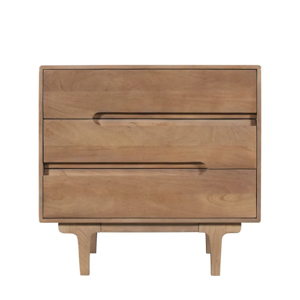BOGOR Commode 3 tiroirs en bois massif L80cm