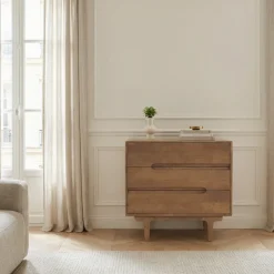 BOGOR Commode 3 tiroirs en bois massif L80cm
