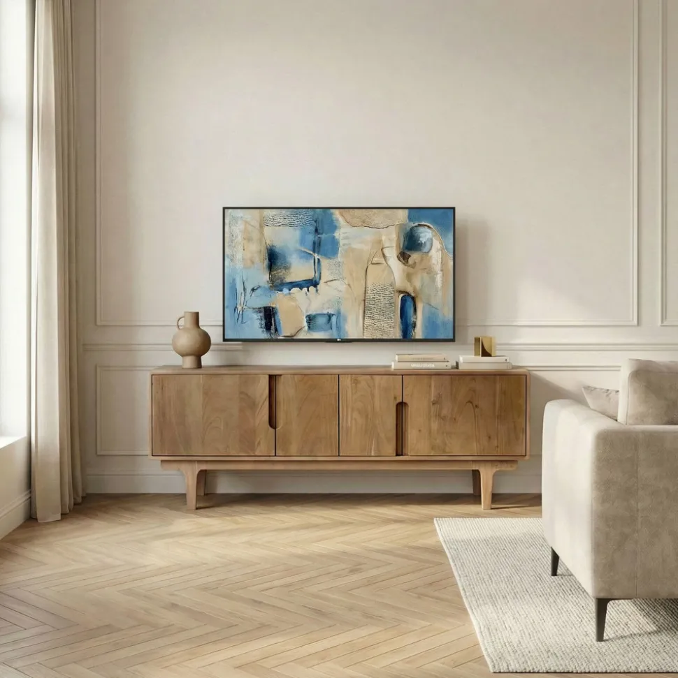 BOGOR Meuble tv 4 portes en bois massif L150cm