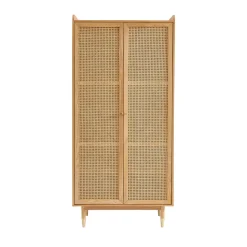 BOMBONG Armoire 2 portes en bois et cannage