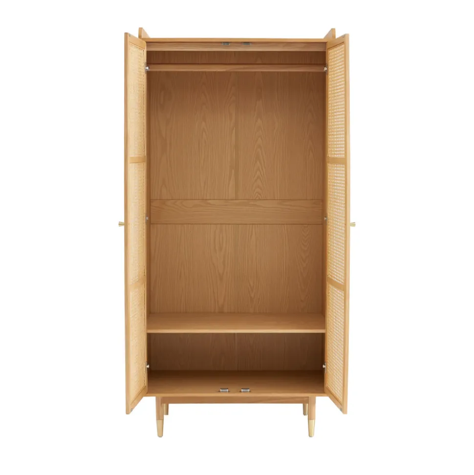 BOMBONG Armoire 2 portes en bois et cannage
