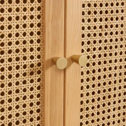 BOMBONG Armoire 2 portes en bois et cannage