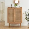 BOMBONG Buffet haut 2 portes en bois et cannage L90cm