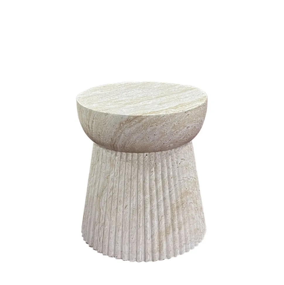 BONN Table d'appoint ronde effet travertin ø37cm