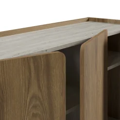 BOXY Buffet 4 portes en bois et effet travertin L180cm