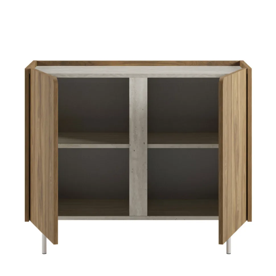 BOXY Buffet 2 portes en bois et métal L100cm