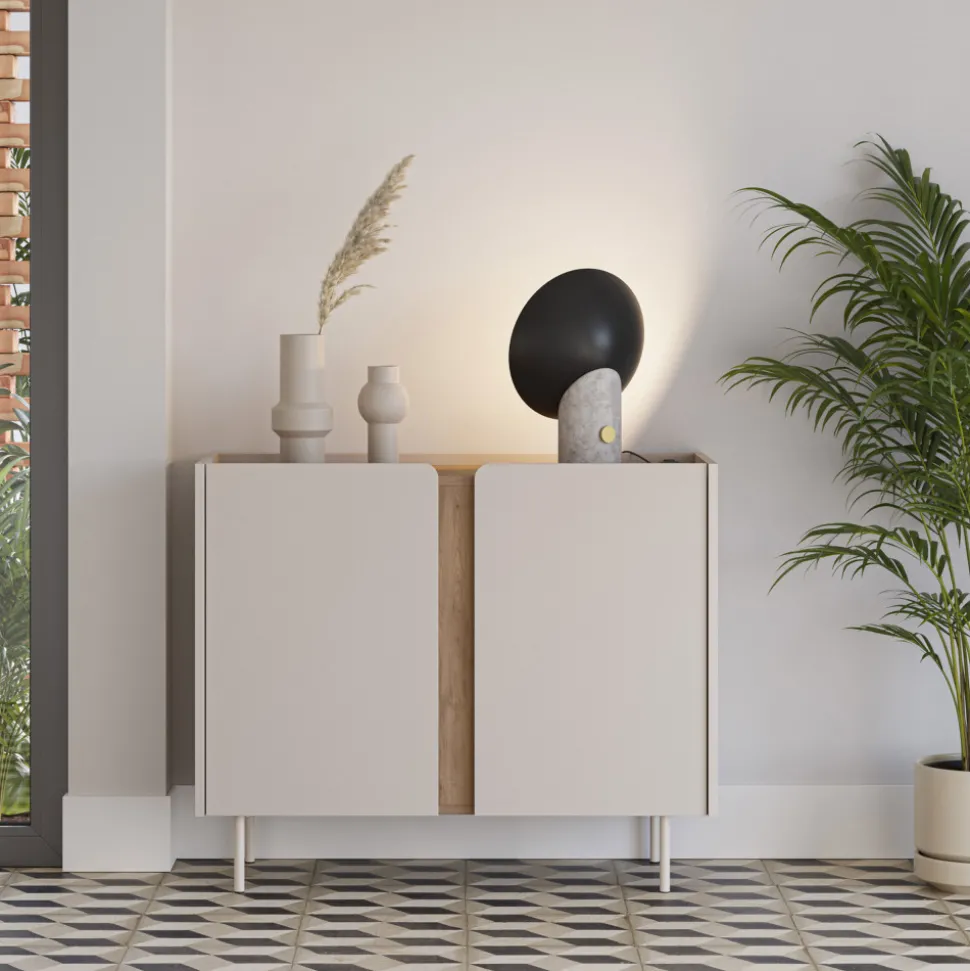 BOXY Buffet 2 portes en bois et métal L100cm
