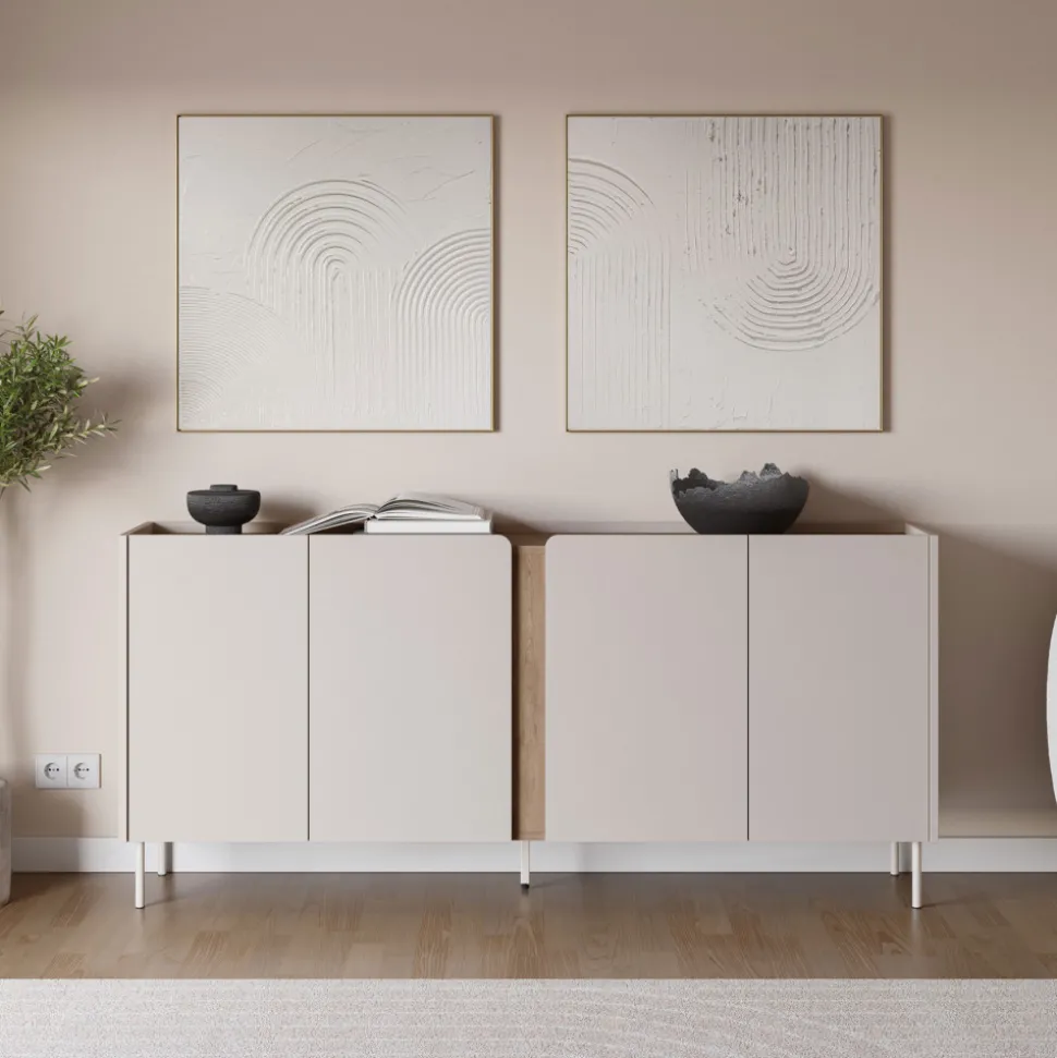 BOXY Buffet 4 portes en bois et métal L180cm