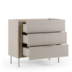 BOXY Commode 3 tiroirs en bois et métal