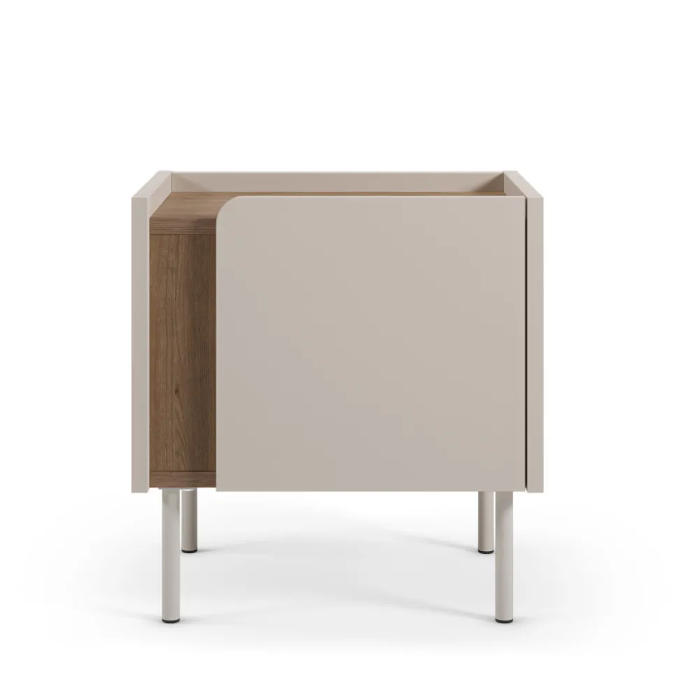 BOXY Table de chevet 1 porte en bois et métal