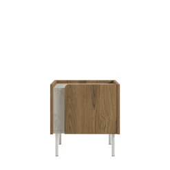 BOXY Table de chevet 1 porte en bois et effet travertin