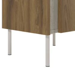 BOXY Table de chevet 1 porte en bois et effet travertin